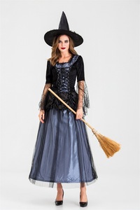 Costume de sorcière pour femmes, pour adultes, pour <span class=keywords><strong>Halloween</strong></span>, cosplay et <span class=keywords><strong>déguisement</strong></span>, en polyester, avec chapeau et robe - Product Image 4