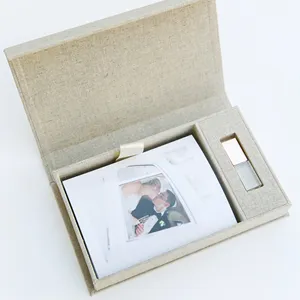 Boîte cadeau en papier d'album photo de mariage personnalisé de luxe