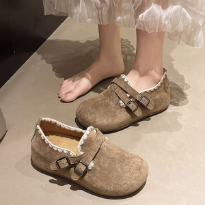 Zapatos Planos de Mujer, Otoño-Verano 2026, Estilo Retro, Punta Redonda, Textil y PU, Sin Cordones, Cómodos, Versátiles, para Uso Diario - Product Image 1
