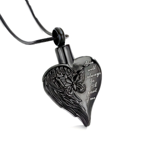 Roestvrijstalen vleugels Memorial Crematie Juweel Charms Medaillon Ashouder Vlinder Hartvorm Hanger Urn Ketting Schakelketting - Product Image 6