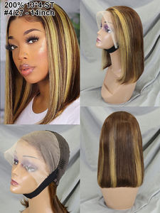 Venta caliente 10-16 pulgadas P4/27 recto 13x4 Cierre encaje Bob peluca doble dibujado cabello humano vietnamita al por mayor pelucas de Color Piano - Product Image 6
