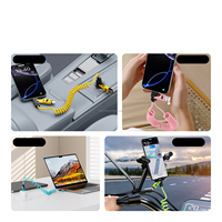 Kabel USB Spiral Retractable 1.5m |   Kabel Pengisi Daya Cepat 4-in-1 untuk iPhone, Android, Perangkat Universal