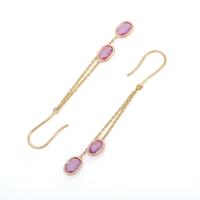 Natürliche Rosa Saphir-Ohrringe |   6x8mm Oval 3,20 Karat |   925 Sterling Silber 4-teiliges Luxus-Ohrringe-Set mit Krappenfassung |   Damenmode