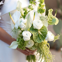 Hochzeitsblumenstrauß Brautstrauß Realistische Blumen für die Braut Weiß und Grün Hochzeitssträuße Künstliche Blumen Brautjungfernstrauß