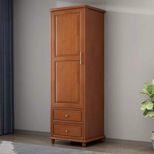 Solid Wood Modern Simple <strong>Tall</strong> <strong>Narrow</strong> Floor Standing Single Door <strong>Wardrobe</strong> with Storage for Home Furniture Rental Rooms - Product Image 2