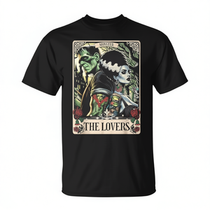 T-shirt avec carte de tarot Le Monstre Frankenstein et la Mariée Les Amoureux - Product Image 2