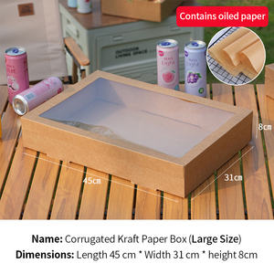 Kotak Kemasan Katering Grosir dengan Jendela Transparan Kotak Kertas Kraft Besar untuk Makanan Darurat, Kue, dan Bento - Product Image 6