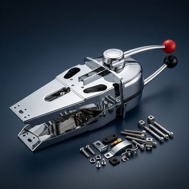 Professional Marine Dual Lever Throttle Control, Zinc Alloy Chrome Plated Outboard Engine Remote Control for Boat, MOQ 1 PC