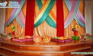 Mehndi-escenario de estilo marroquí con Canopies, decoración de escenario, hermoso Sangeet - Product Image 3