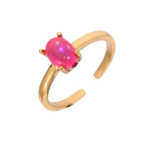Bague ajustable en argent sterling 925 plaqué or rose opale teintée classique style bohème cadeau de fête d'anniversaire de femme en vrac - Product Image 3