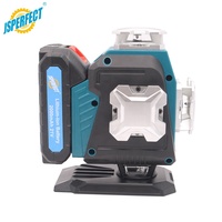 JSPERFECT Niveau laser 4D vert 360° à batterie au lithium et perceuse à percussion sans fil 13 mm avec boîte à outils