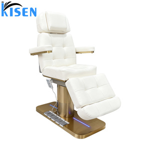 Table de massage électrique KISEN personnalisée à 3 moteurs, lit de beauté pour salon de beauté, spa, extensions de cils, soins du visage, avec commande au pied et éclairage LED - Product Image 4