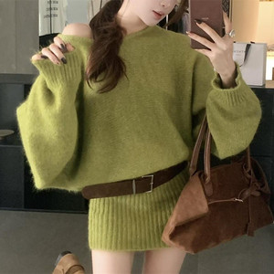 <span class=keywords><strong>Cardigan</strong></span> di nuovo stile con gonna aderente e abito monospalla a maniche lunghe per l'autunno e l'inverno - Product Image 2