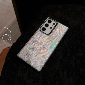 หรูหราเลเซอร์ที่มีสีสันเงินกด Feather Grain TPU โทรศัพท์มือถือสําหรับSamsung Galaxy S21 S22 S23 S24 Ultra A14 A54 - Product Image 2