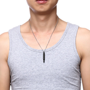 Zhongzhe gioielli proiettile <span class=keywords><strong>ciondolo</strong></span> per gli uomini collana personalizzata in acciaio inox Vintage tre colori eleganti gioielli maschili - Product Image 3