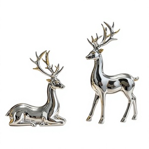 Hemasa Fashions - Juego de 2 Figuras de Ciervos Dorados, Escultura de Animales de Resina, Decoración Moderna para Mesa de Salón, Hogar - Product Image 2