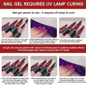 Vernis à ongles en gel rouge 7,3 ml, vernis en gel pour <span class=keywords><strong>manucure</strong></span>, art des ongles, base, couche de finition, lampe UV, semi-permanent, vernis UV - Product Image 6