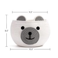 Paniers de rangement tressés en forme d'ours en corde de coton pour chambre d'enfant et organisation de jouets, cadeau de naissance, panier à jouets
