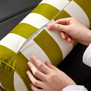 Oreiller apaisant en velours rayé amovible, <span class=keywords><strong>coussin</strong></span> de dossier <span class=keywords><strong>cylindrique</strong></span> <span class=keywords><strong>pour</strong></span> canapé - Product Image 5