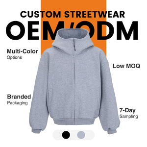 Sweat <span class=keywords><strong>à</strong></span> <span class=keywords><strong>capuche</strong></span> zippé pour <span class=keywords><strong>homme</strong></span> en molleton 100% coton doublé, 320g, motif dessin animé, broderie pailletée, imprimé, effet vieilli vintage - Product Image 6