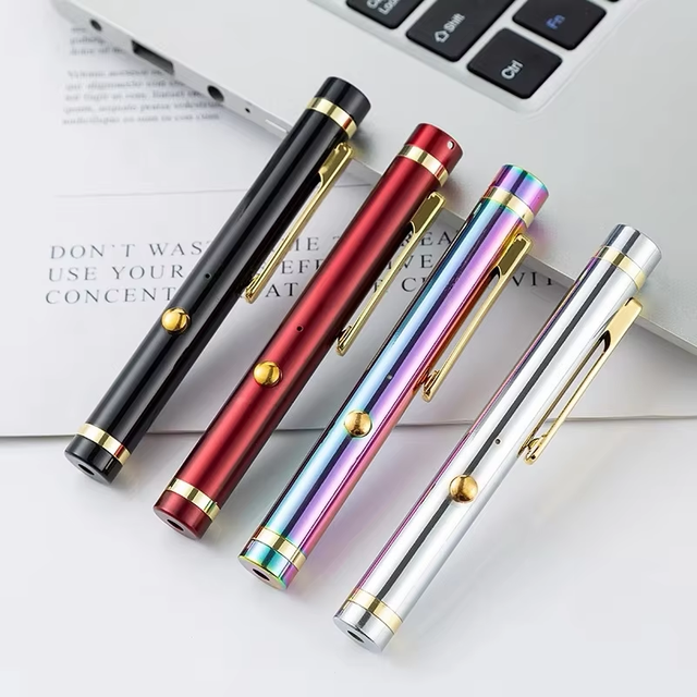 USB Rechargeable Laser Pointer Pen Metal Clip Portable Presentation Pointer for Teaching Meeting Sighting