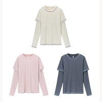 T-shirt à manches longues en coton de haute qualité, effet deux pièces, imprimé, décontracté, nouvelle collection automne, pour le sport et le quotidien, directement de l'usine
