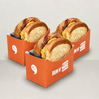 Conteneur alimentaire jetable biodégradable pliable personnalisé OEM, boîte à hamburger en papier, plateau à pain grillé, plateau à sandwich, plateau à beignets