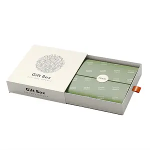 En kaliteli özelleştirilmiş geri dönüşümlü karton popüler bej renk sürgülü açık çekmece ambalaj hediye kutuları ile doku kağıt baskı