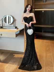 Gaun pesta tanpa tali payet elegan, gaun pesta dansa ulang tahun, Gaun panjang putri duyung untuk pesta dansa - Product Image 4