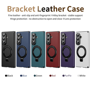 Étui en cuir PU avec protection d'objectif électroplaquée pour <span class=keywords><strong>Samsung</strong></span> <span class=keywords><strong>Galaxy</strong></span> Z Fold 7 6 5 4, support métallique réglable, coque rigide en PC avec verre - Product Image 6