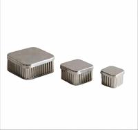 Caja de Almacenamiento Cuadrada de Acero Inoxidable, Organizador, Contenedor de Almacenamiento, Artículo Decorativo