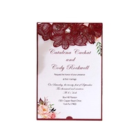 Tarjeta de Invitación de Boda con Corte Láser de Rosa y Tarjetas de Felicitación Personalizadas con Corte Láser