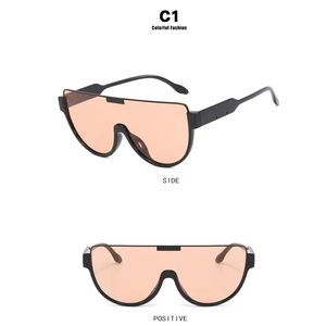 Gafas <span class=keywords><strong>de</strong></span> <span class=keywords><strong>Sol</strong></span> <span class=keywords><strong>de</strong></span> Una Pieza con <span class=keywords><strong>Lentes</strong></span> Grandes y Montura Media, Elegantes para Mujer, Color Marrón Oscuro, Protección UV400 - Product Image 2