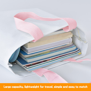 Color Handle Blank Thermal Sublimation Tote Bag Factory Wholesale Custom Size Fashion Cheap Canvas Shopping Bag Printed Withlogo - Product Image 4