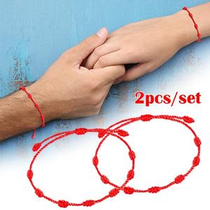 Bracelet ficelle rouge à 7 nœuds pour homme et femme, amulette porte-bonheur pour la chance et la prospérité, bijou d'<span class=keywords><strong>amitié</strong></span> <span class=keywords><strong>de</strong></span> Couple - Product Image 4