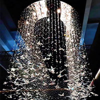 Lustres en cristal de luxe créatifs - LED, hauteur réglable, design en forme de ligne de pêche en acier inoxydable pour l'éclairage des salons/salles à manger