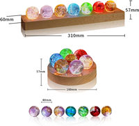 Belle 7 couleurs sphères de guérison naturelles LED support en bois 4cm cristal pierres de Quartz énergie positive veilleuse pour la méditation