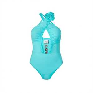 Costume da bagno intero HDJ con controllo pancia, tinta unita, scollo asimmetrico, vestibilità aderente, taglie 40 42 44 46 - Product Image 1