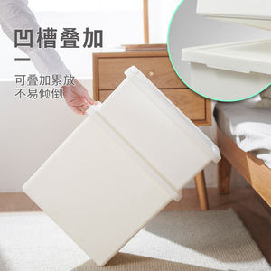 Stackable <b>Plastic</b> Storage <b>Bin</b> With Lid Rectangle Solid Color For Bathroom <b>Kitchen</b> Cosmetic Organizing - Product Image 1
