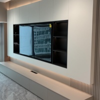 Ensemble Meuble TV et Table Basse en Bois Style Nordique Italien Luxe Léger, Rangement Mural Minimaliste Moderne pour Petits Espaces