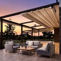 Pérgola Bioclimática Eléctrica Retráctil Personalizada, Moderna para Espacios de Jardín, Resistente al Viento, Impermeable, Protección UV, Control de Sombra