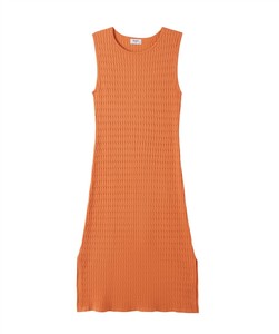 Abito midi senza maniche da donna in maglia testurizzata a trecce, girocollo, con spacco laterale, ideale per l'ufficio, il tempo libero, appuntamenti, la spiaggia e le vacanze. - Product Image 6