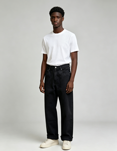 Black Red Selvedge <strong>Denim</strong> Men's Straight Fitting Chain Stitch Hem Vintage Raw 100% Cotton Breathable - Product Image 6