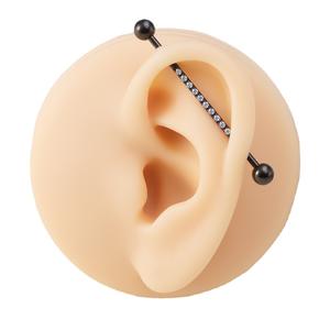 <span class=keywords><strong>Piercing</strong></span> transversal unisexe en acier inoxydable, barre industrielle de 38 mm avec micro-insert zircon, bijou de <span class=keywords><strong>piercing</strong></span> pour l'oreille - Product Image 4