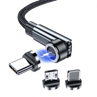 Câble de données magnétique rotatif à 540 degrés 1M 3FT 5A à charge ultra-rapide DC pour ordinateur portable, compatible Type-C et appareils Android, en alliage de zinc