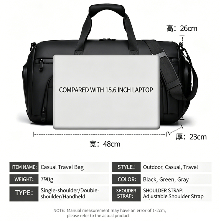 Custom Logo Large Capacity Travel Duffel Bag Waterproof Duffle Bag with Shoe Compartment