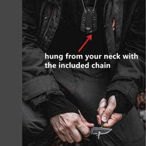 سكين عنق صغير للهجوم الخفي على شكل تانتو للصيد والبقاء على قيد الحياة والتخييم مع غمد حماية وشعار مخصص، طراز PN-6025 بطول 5 بوصات - Product Image 4