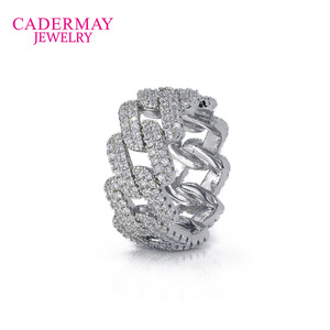 Cuban Full Stone <b>Ring</b> 925 Sterling <b>Silver</b> Gold Plated Moissanite <b>Men</b> Hip Hop Trendy Geometric Shape Everyday Wear - Product Image 4