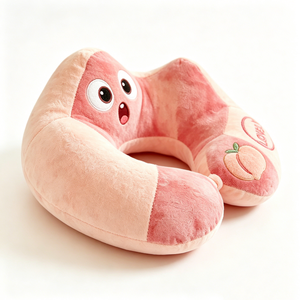 Almohada de Viaje Personalizada en Forma de U con Diseño de Durazno, Almohada de Peluche con Forma de Fruta de Durazno - Product Image 1
