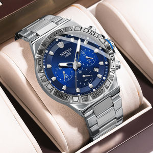 Nibosi 2661 montres à quartz bracelet en acier inoxydable hommes montre étanche bracelet en cuir montres-bracelets - Product Image 5